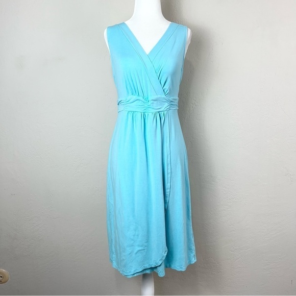 Fresh Produce Blue Wrap Style Sleeveless Knee Length Sheath Dress Size Medium - Picture 1 of 9